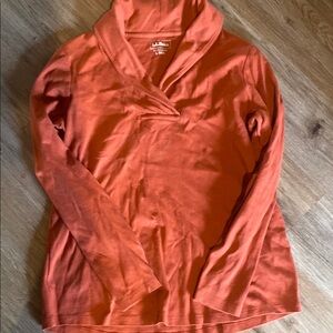 L.L. Bean Women's Orange Pima cotton shawl top shirt L large